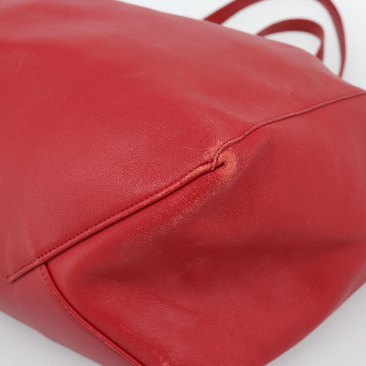 CELINE Horizontal Cabas Tote Bag Leather Red Gold Tone Auth ep15417