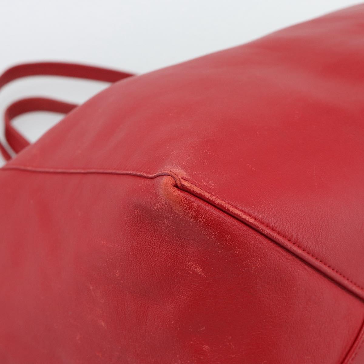 CELINE Horizontal Cabas Tote Bag Leather Red Gold Tone Auth ep15417
