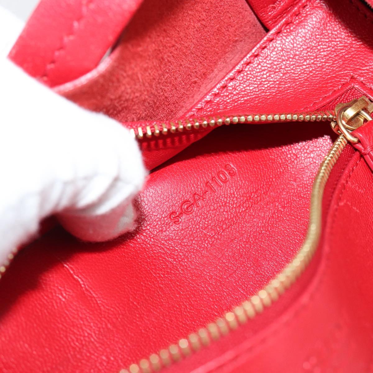CELINE Horizontal Cabas Tote Bag Leather Red Gold Tone Auth ep15417