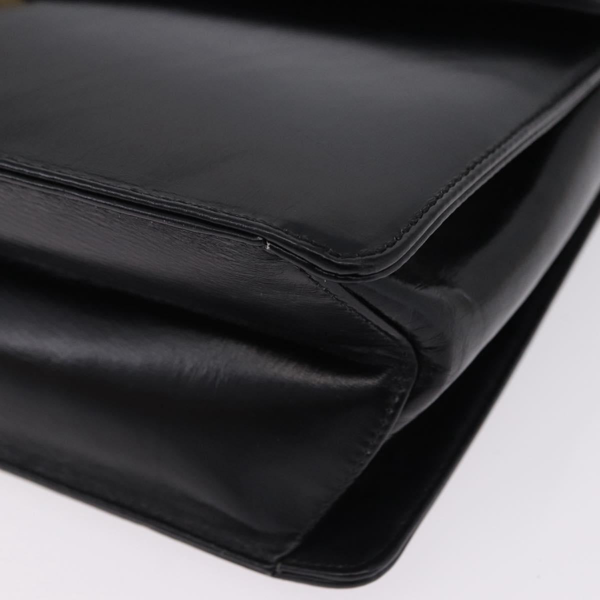 Christian Dior Shoulder Bag Leather Black Gold Tone Auth ep15419