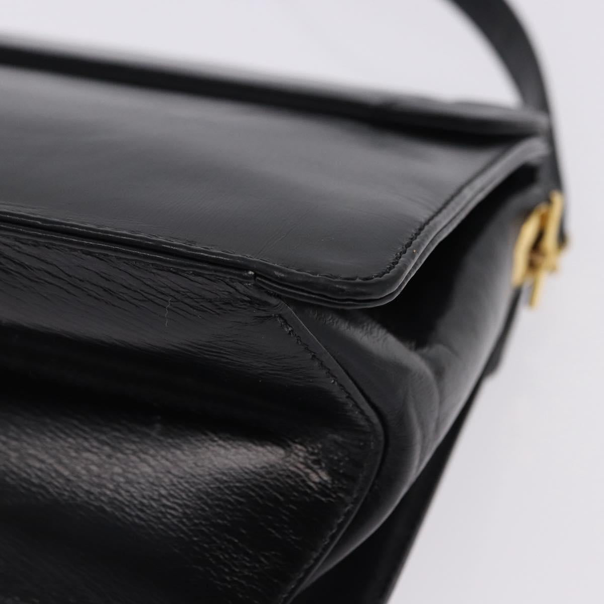 Christian Dior Shoulder Bag Leather Black Gold Tone Auth ep15419