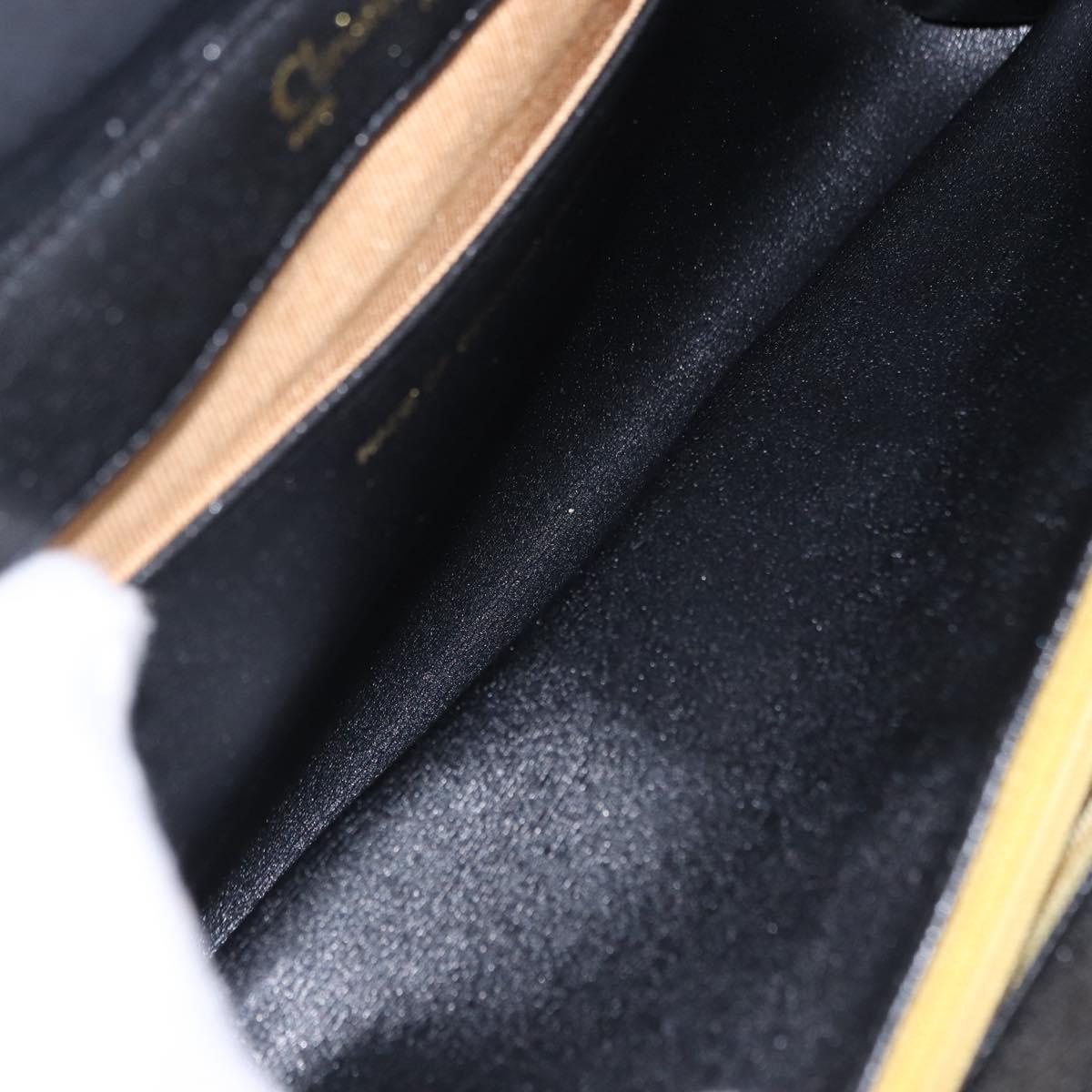 Christian Dior Shoulder Bag Leather Black Gold Tone Auth ep15419