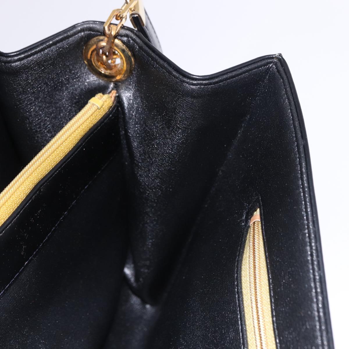 Christian Dior Shoulder Bag Leather Black Gold Tone Auth ep15419
