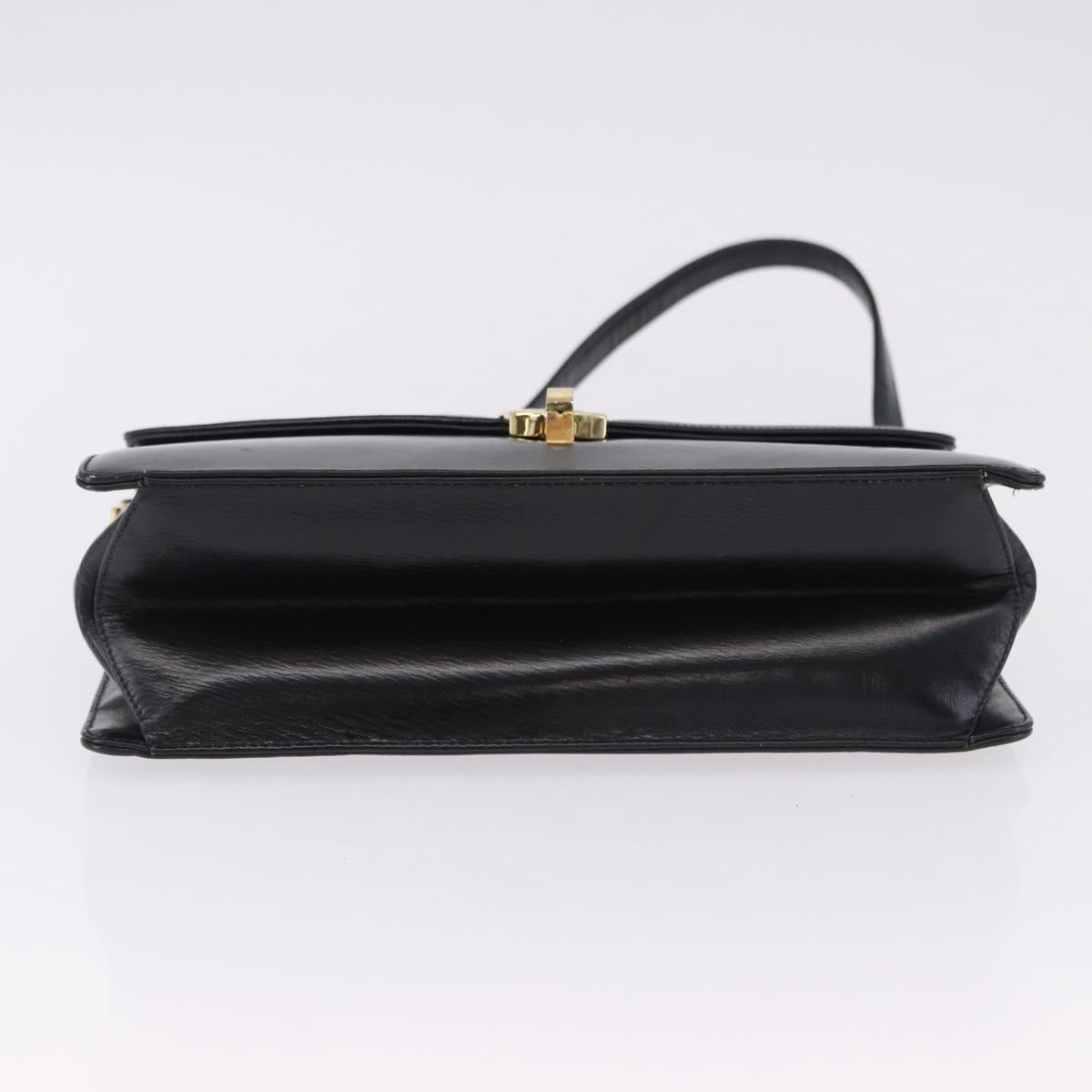Christian Dior Shoulder Bag Leather Black Gold Tone Auth ep15419