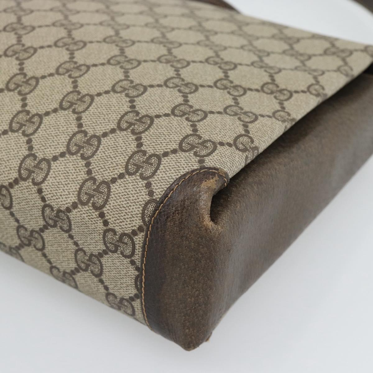 GUCCI GG Supreme Hand Bag PVC Leather Beige Gold Tone 001 085 1368 Auth ep15420