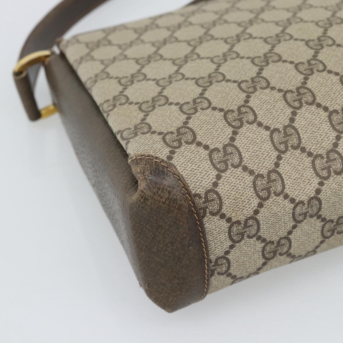 GUCCI GG Supreme Hand Bag PVC Leather Beige Gold Tone 001 085 1368 Auth ep15420