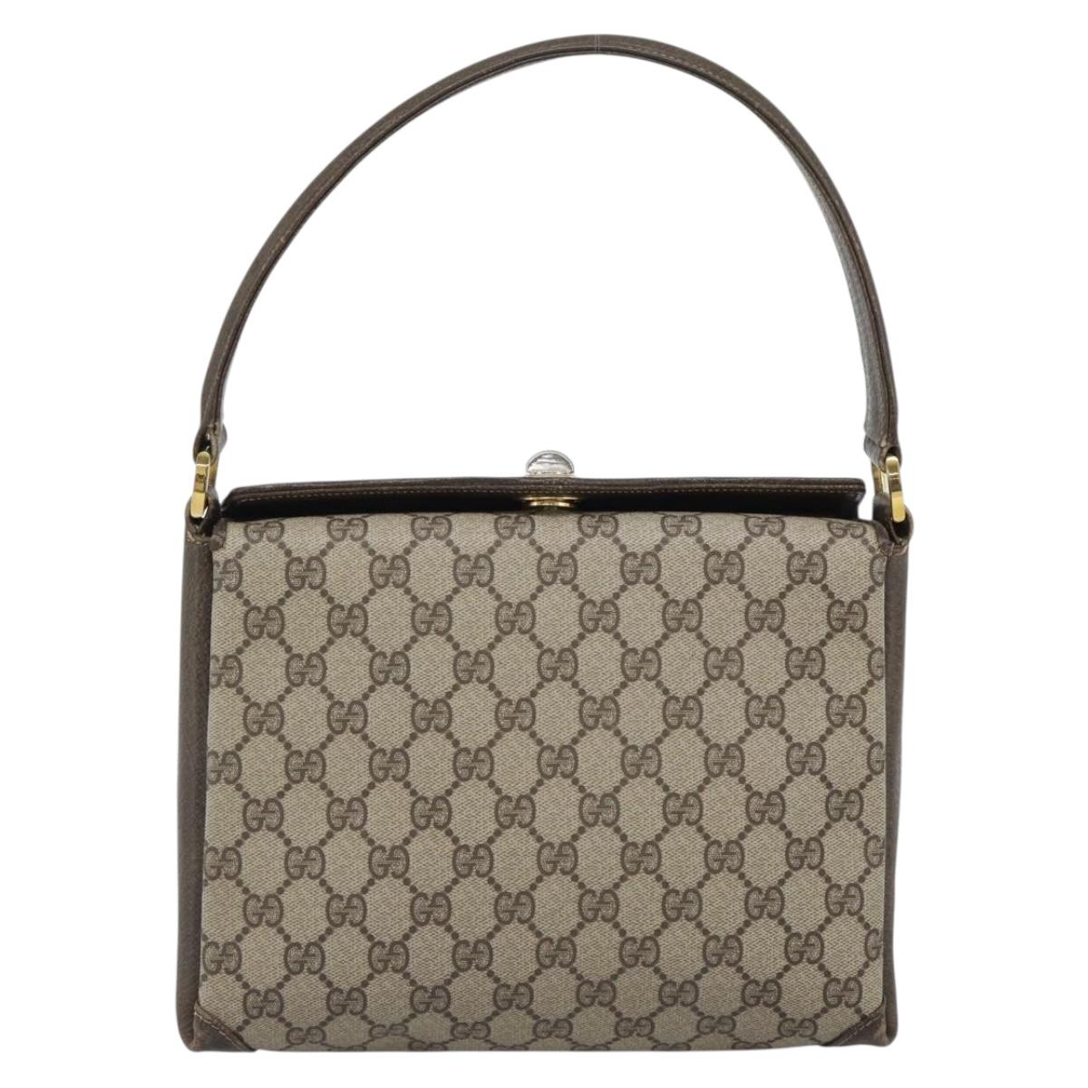 GUCCI GG Supreme Hand Bag PVC Leather Beige Gold Tone 001 085 1368 Auth ep15420