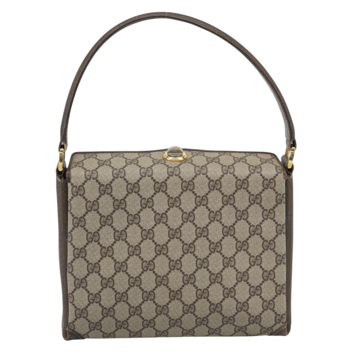 GUCCI GG Supreme Hand Bag PVC Leather Beige Gold Tone 001 085 1368 Auth ep15420
