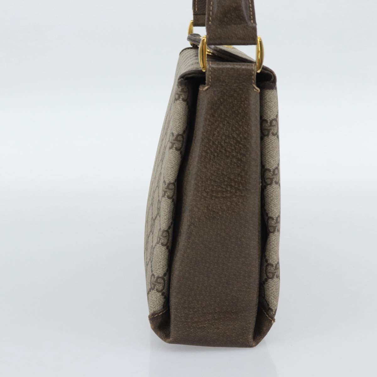 GUCCI GG Supreme Hand Bag PVC Leather Beige Gold Tone 001 085 1368 Auth ep15420