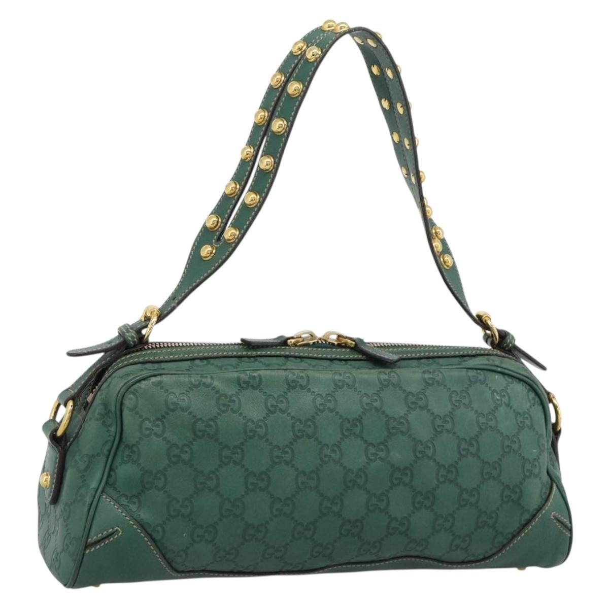 GUCCI GuccissimaGG Shoulder Bag Leather Green Gold Tone 159407 Auth ep15422V
