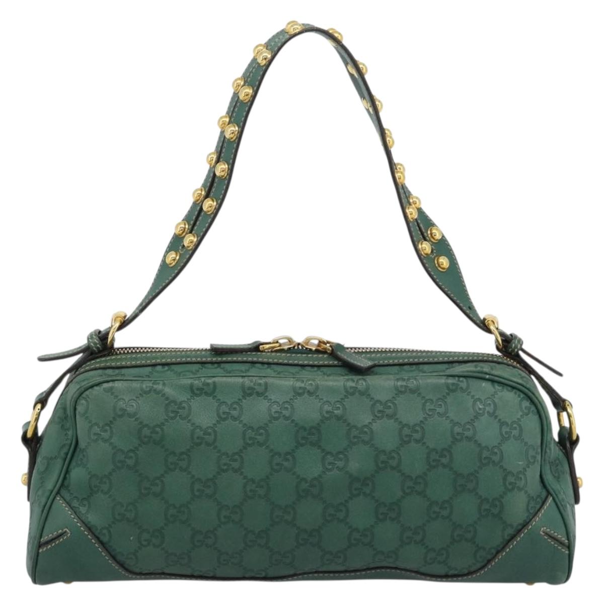 GUCCI GuccissimaGG Shoulder Bag Leather Green Gold Tone 159407 Auth ep15422V