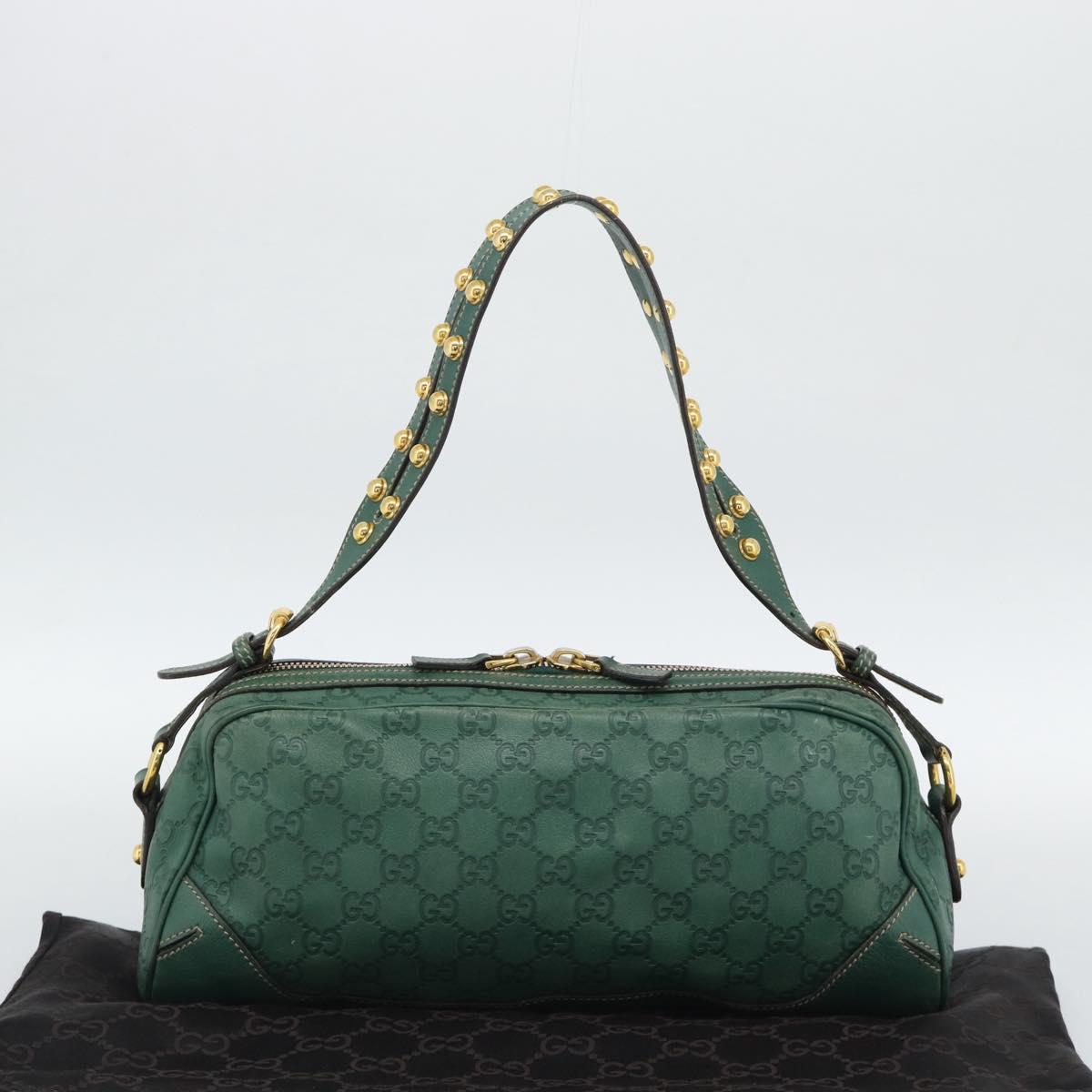 GUCCI GuccissimaGG Shoulder Bag Leather Green Gold Tone 159407 Auth ep15422V