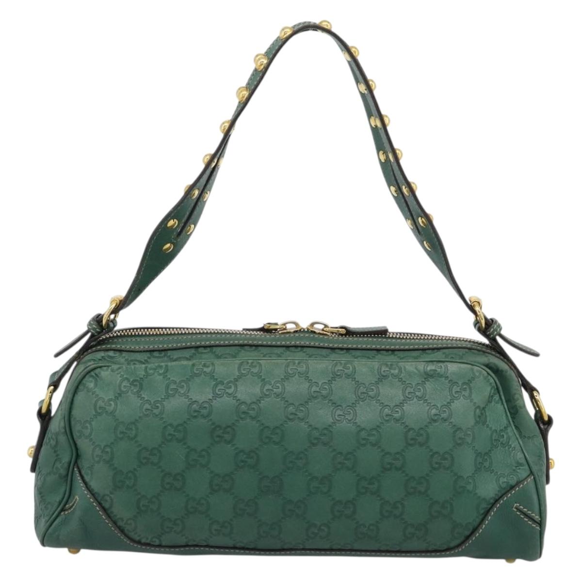 GUCCI GuccissimaGG Shoulder Bag Leather Green Gold Tone 159407 Auth ep15422V