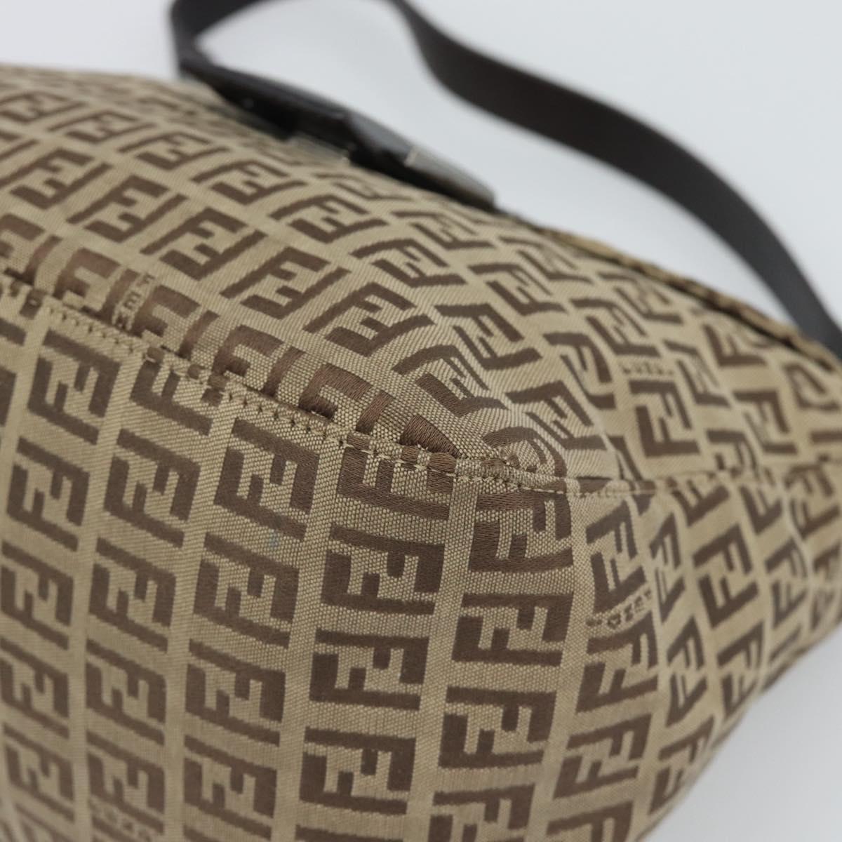 FENDI Zucchino Canvas Mamma Baguette Bag Beige Silver 8BR004 Auth ep15424V