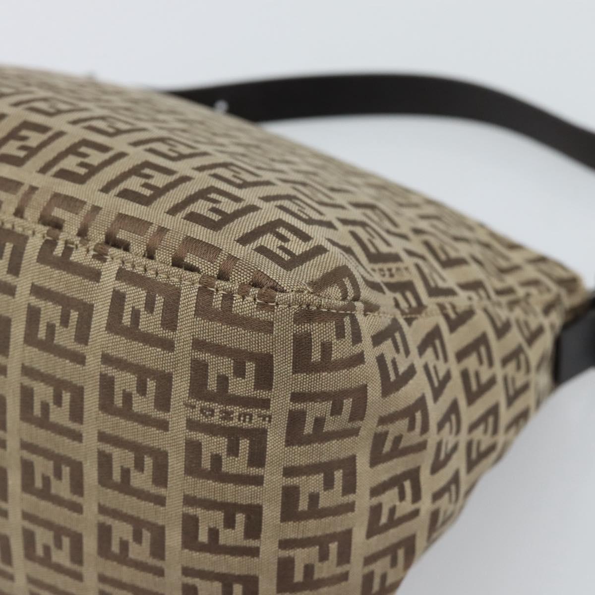 FENDI Zucchino Canvas Mamma Baguette Bag Beige Silver 8BR004 Auth ep15424V
