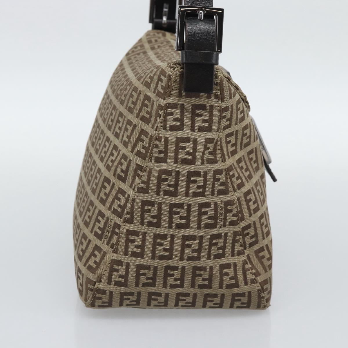 FENDI Zucchino Canvas Mamma Baguette Bag Beige Silver 8BR004 Auth ep15424V