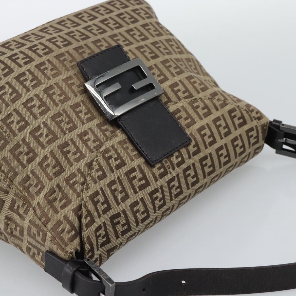 FENDI Zucchino Canvas Mamma Baguette Bag Beige Silver 8BR004 Auth ep15424V