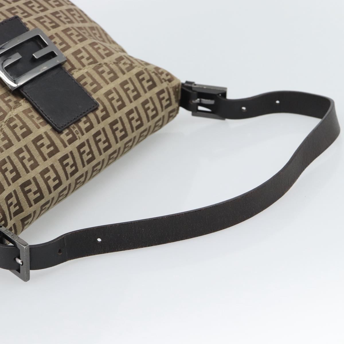 FENDI Zucchino Canvas Mamma Baguette Bag Beige Silver 8BR004 Auth ep15424V