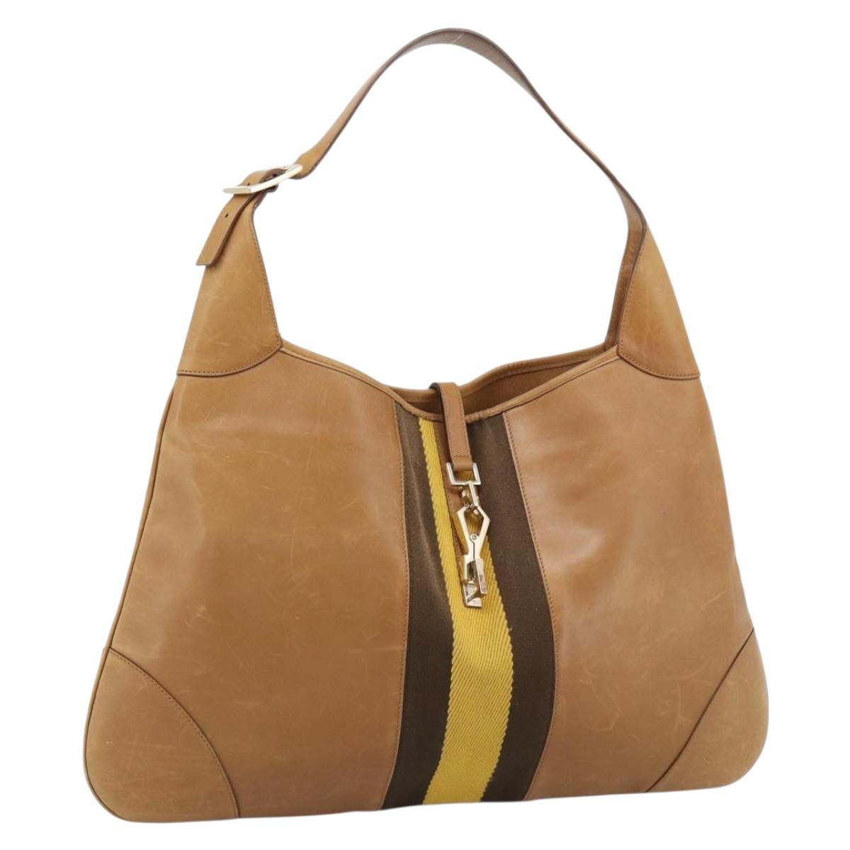 GUCCI Jackie Hand Bag Leather Beige Gold Tone 001 4312 Auth ep15425
