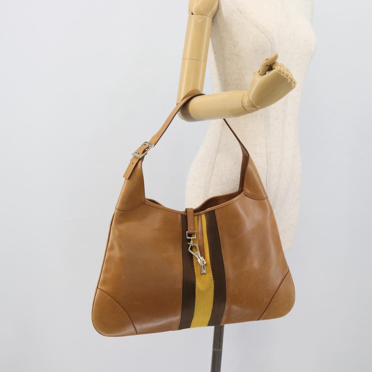 GUCCI Jackie Hand Bag Leather Beige Gold Tone 001 4312 Auth ep15425