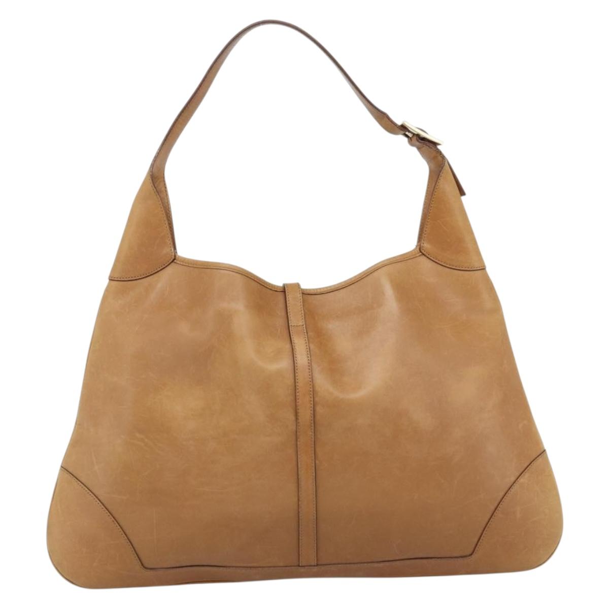 GUCCI Jackie Hand Bag Leather Beige Gold Tone 001 4312 Auth ep15425