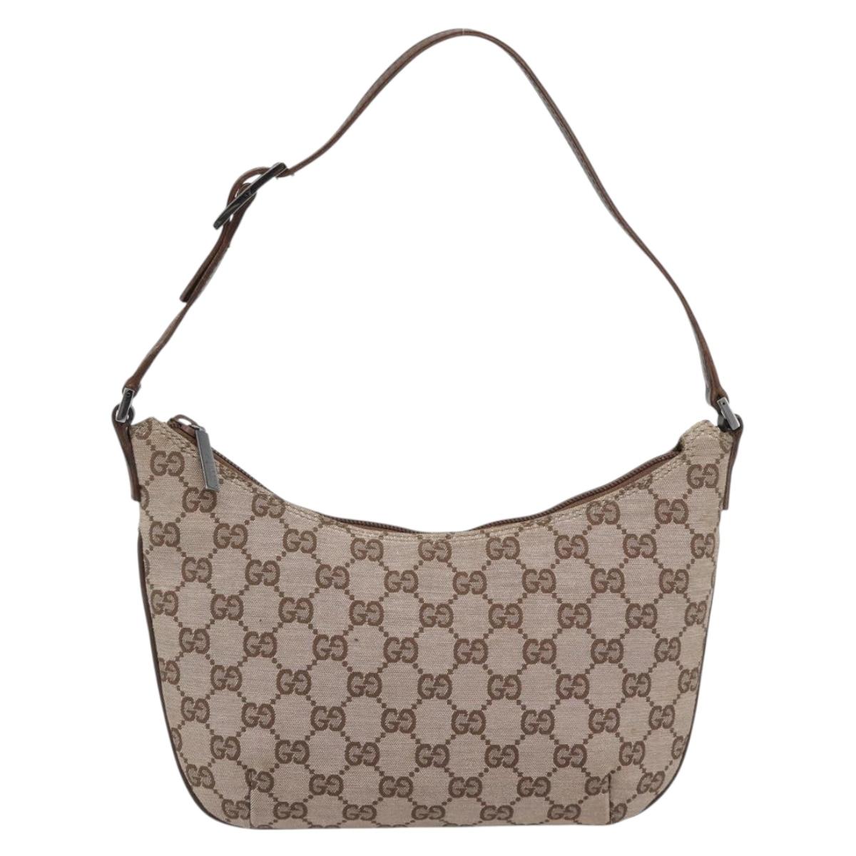 GUCCI GG Canvas Shoulder Bag Beige Silver 005 0813 Auth ep15427