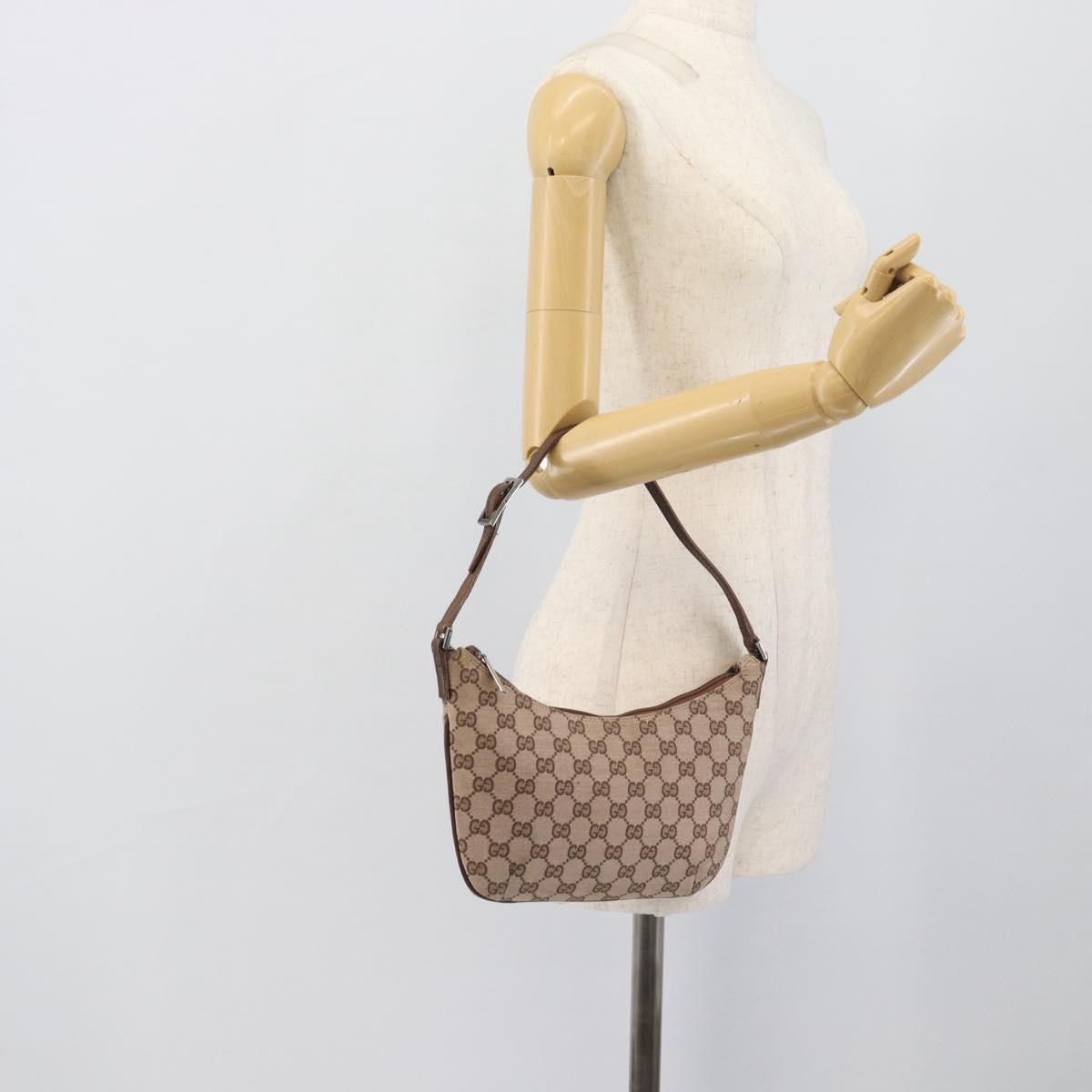 GUCCI GG Canvas Shoulder Bag Beige Silver 005 0813 Auth ep15427