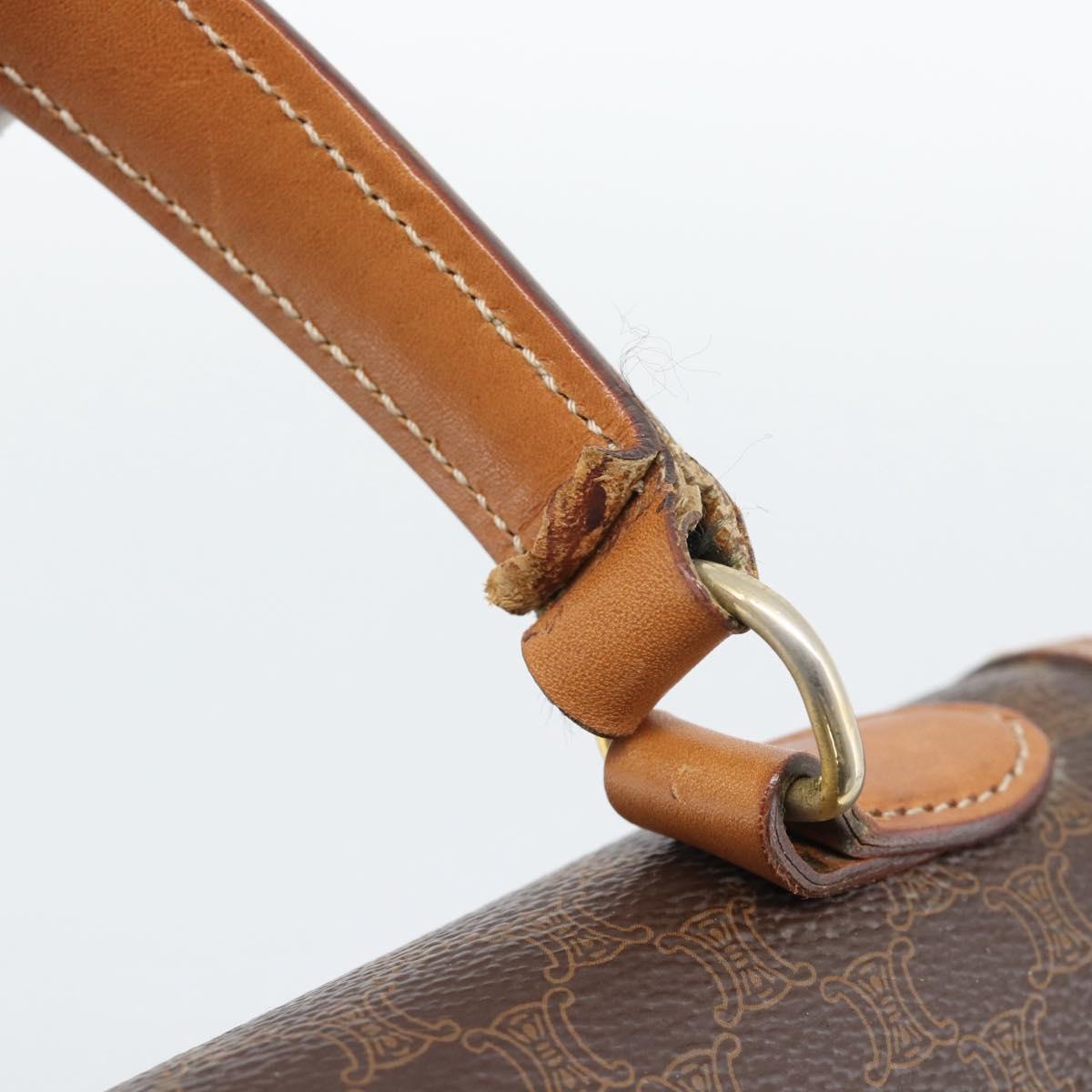 CELINE Macadam Hand Bag PVC Leather Brown Gold Tone Auth ep15431