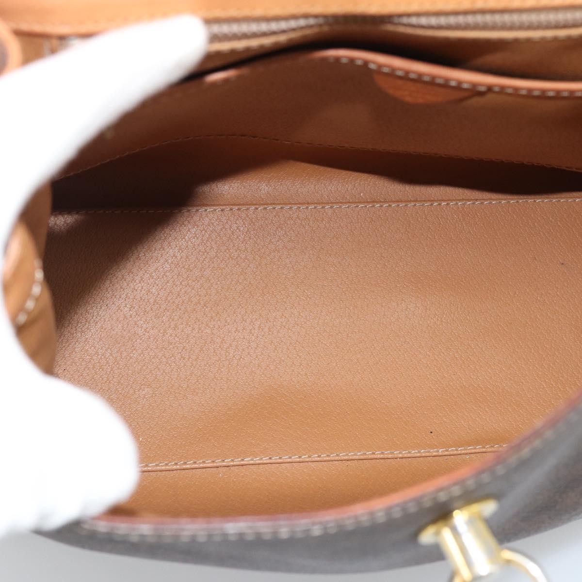 CELINE Macadam Hand Bag PVC Leather Brown Gold Tone Auth ep15431
