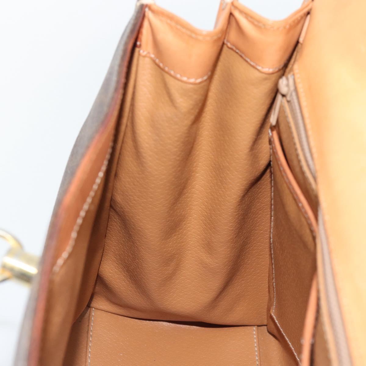 CELINE Macadam Hand Bag PVC Leather Brown Gold Tone Auth ep15431