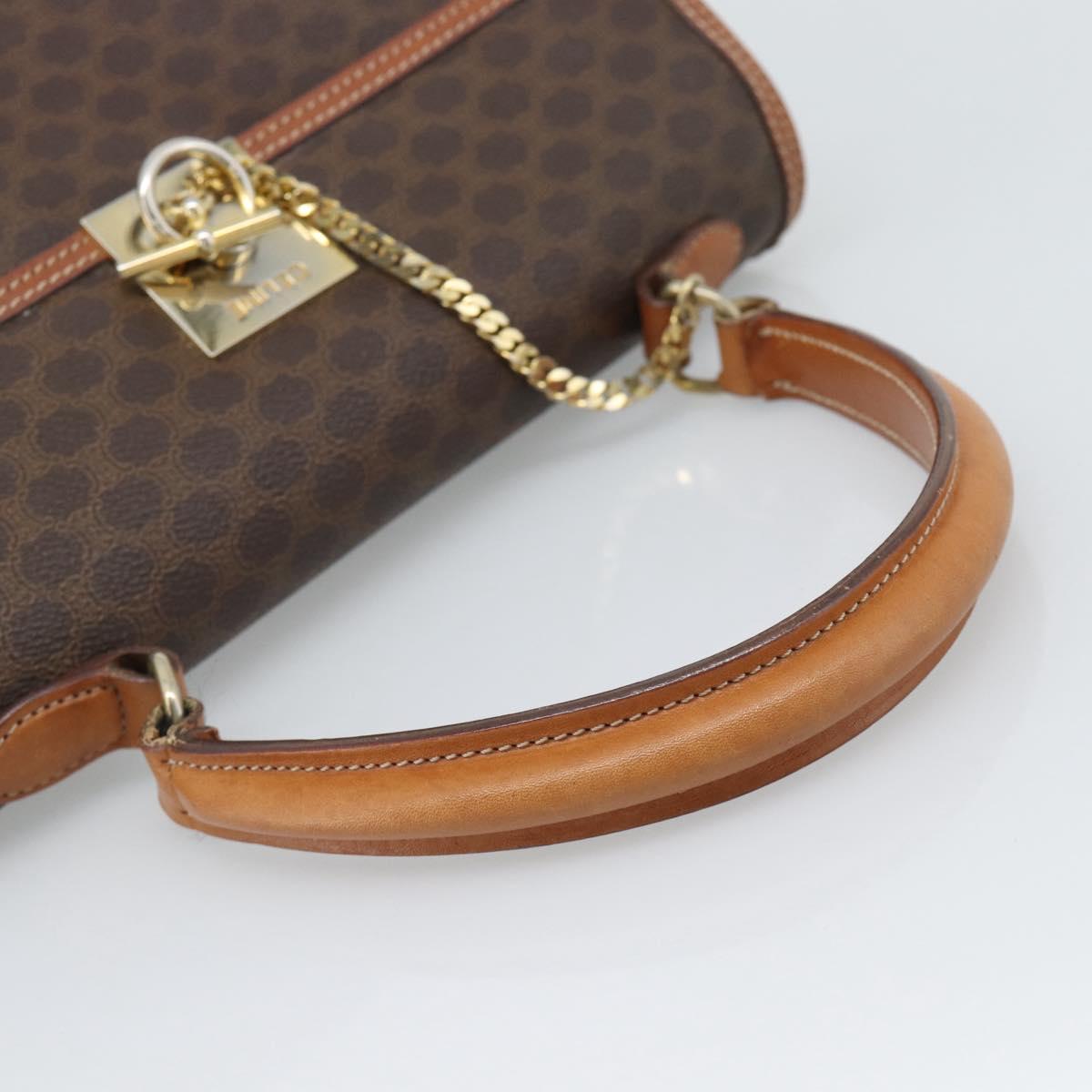 CELINE Macadam Hand Bag PVC Leather Brown Gold Tone Auth ep15431