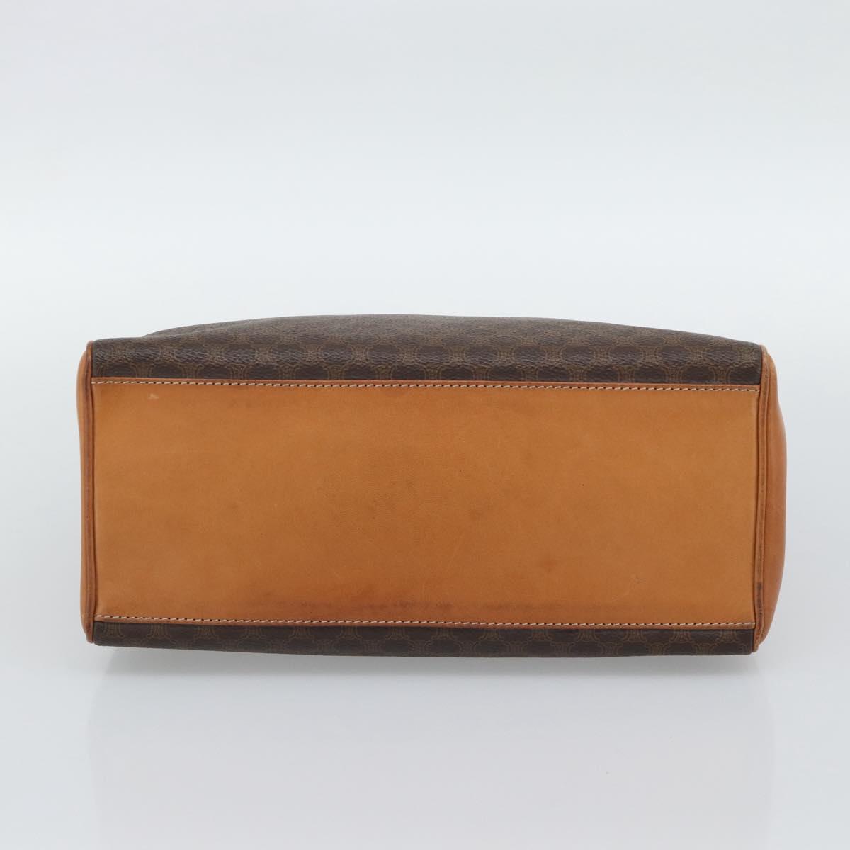 CELINE Macadam Hand Bag PVC Leather Brown Gold Tone Auth ep15431