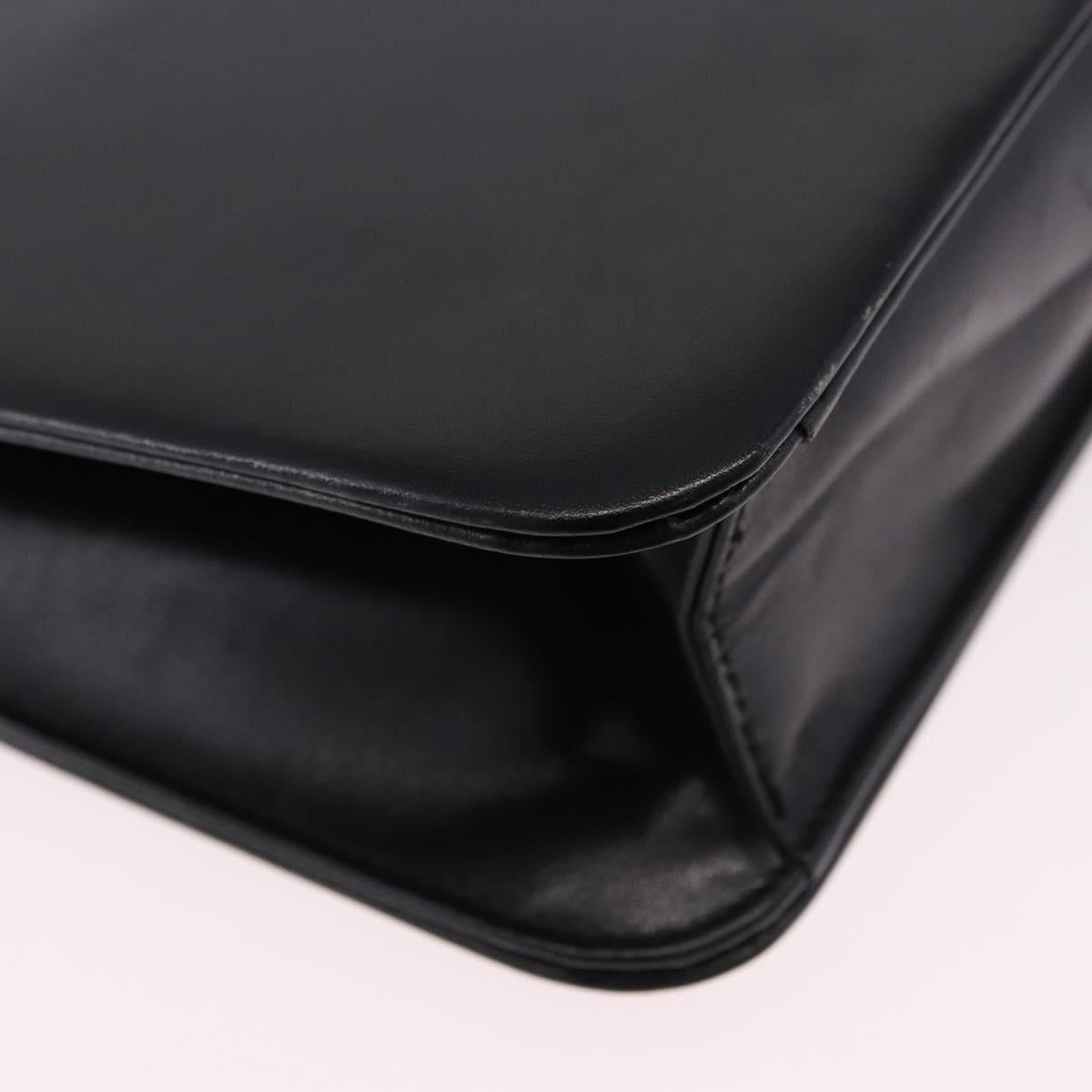 Christian Dior Chain Shoulder Bag Leather Black Gold Tone Auth ep15433