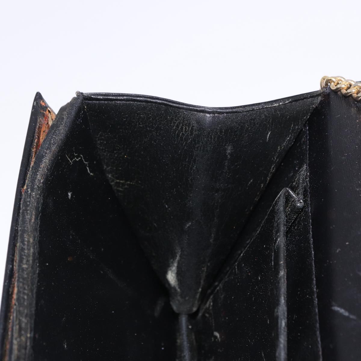 Christian Dior Chain Shoulder Bag Leather Black Gold Tone Auth ep15433