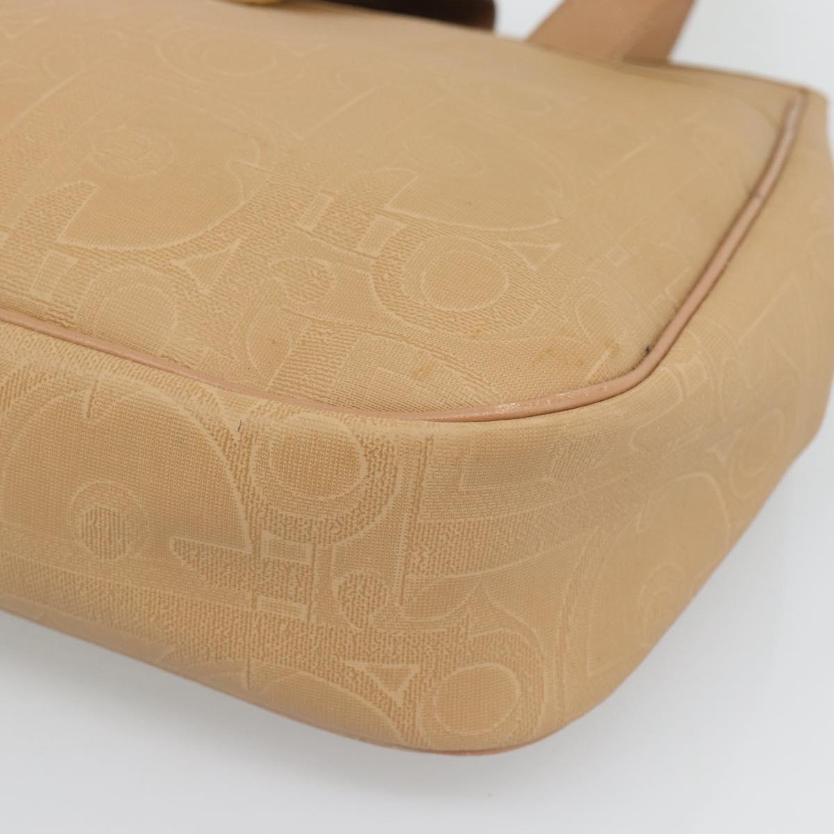 Christian Dior Trotter Tote Bag PVC Leather Beige Gold Tone Auth ep15436