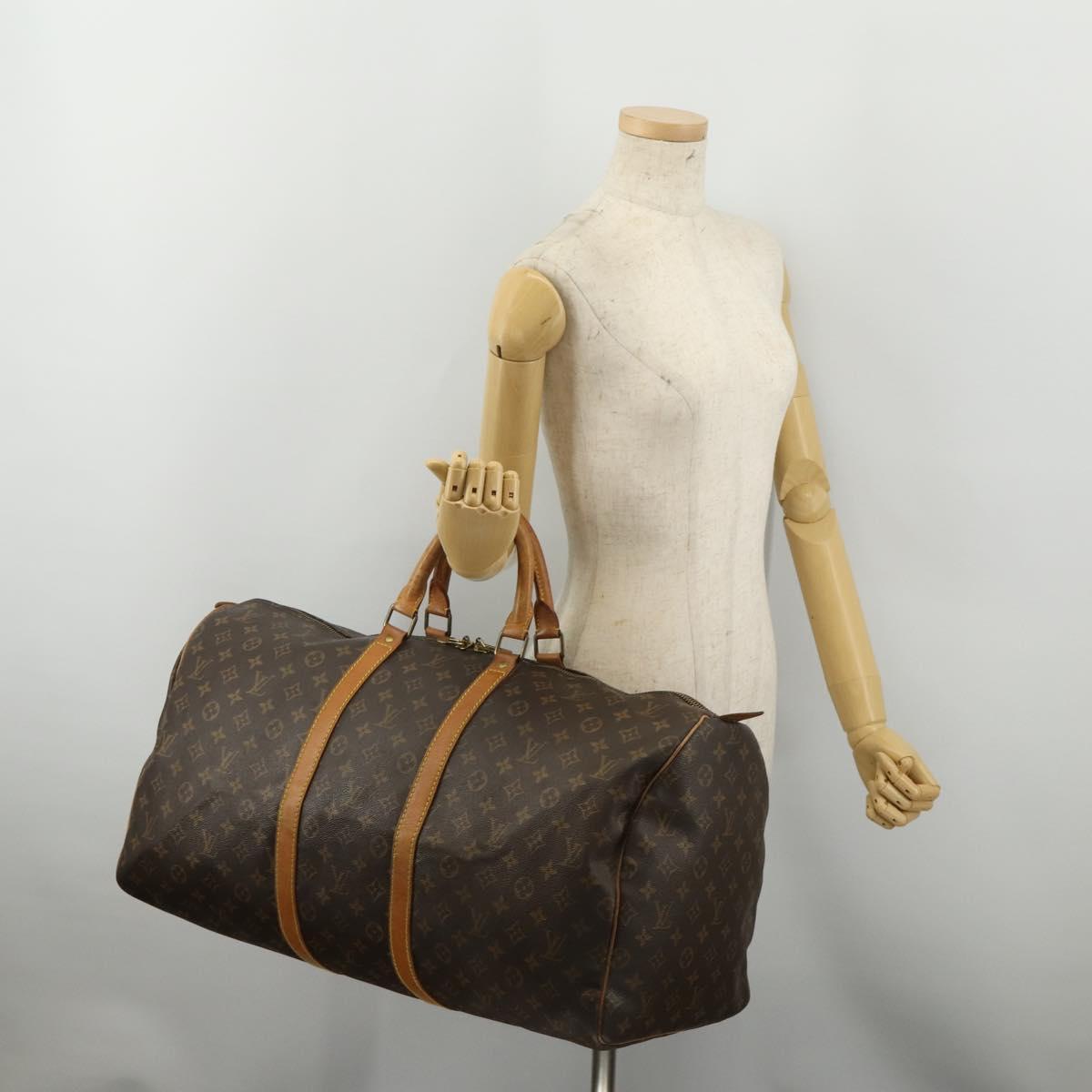 LOUIS VUITTON Monogram Keepall 55 Boston Bag M41424 LV Auth ep15437