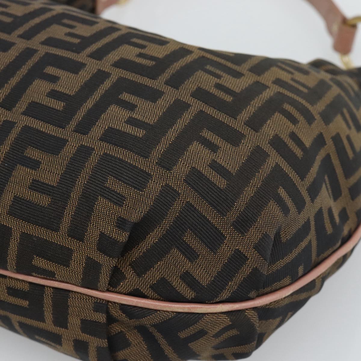 FENDI Zucca Canvas Shoulder Bag Brown Gold Tone 8BR340 Auth ep15438
