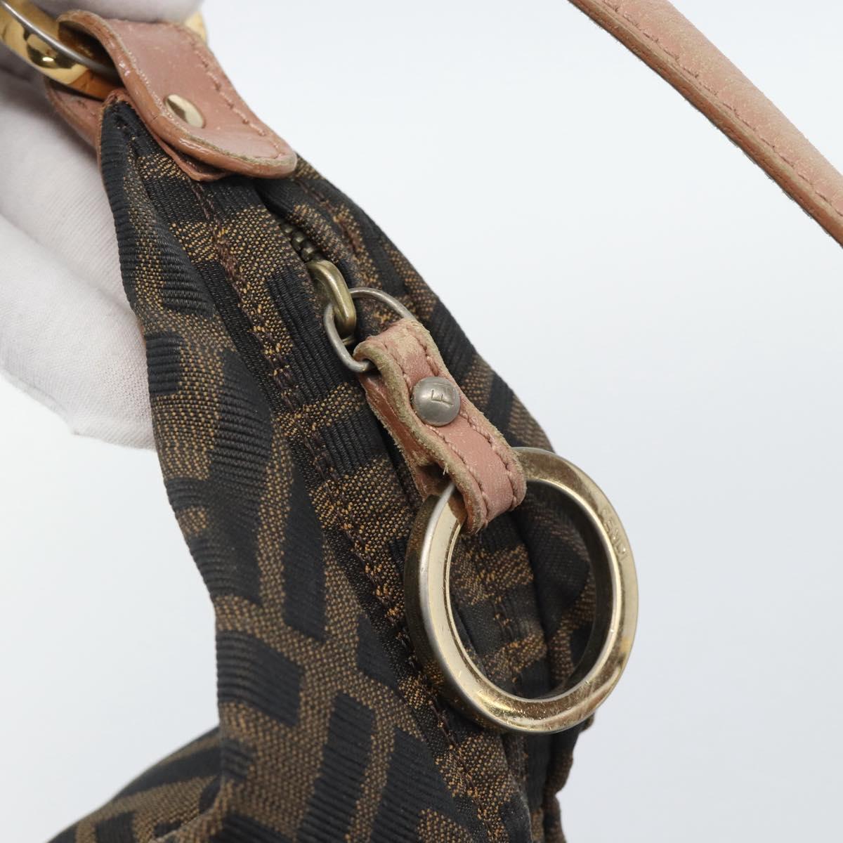 FENDI Zucca Canvas Shoulder Bag Brown Gold Tone 8BR340 Auth ep15438