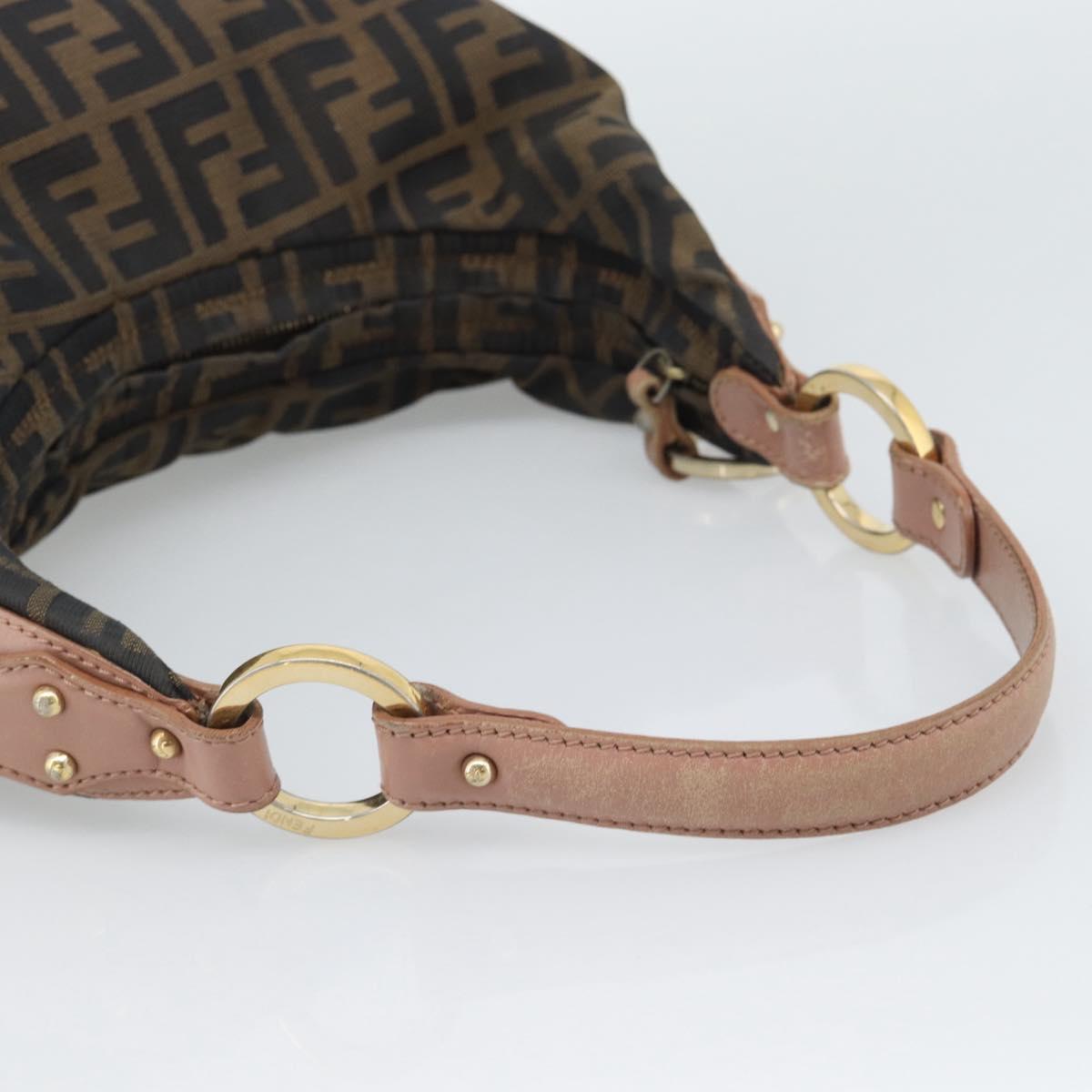 FENDI Zucca Canvas Shoulder Bag Brown Gold Tone 8BR340 Auth ep15438