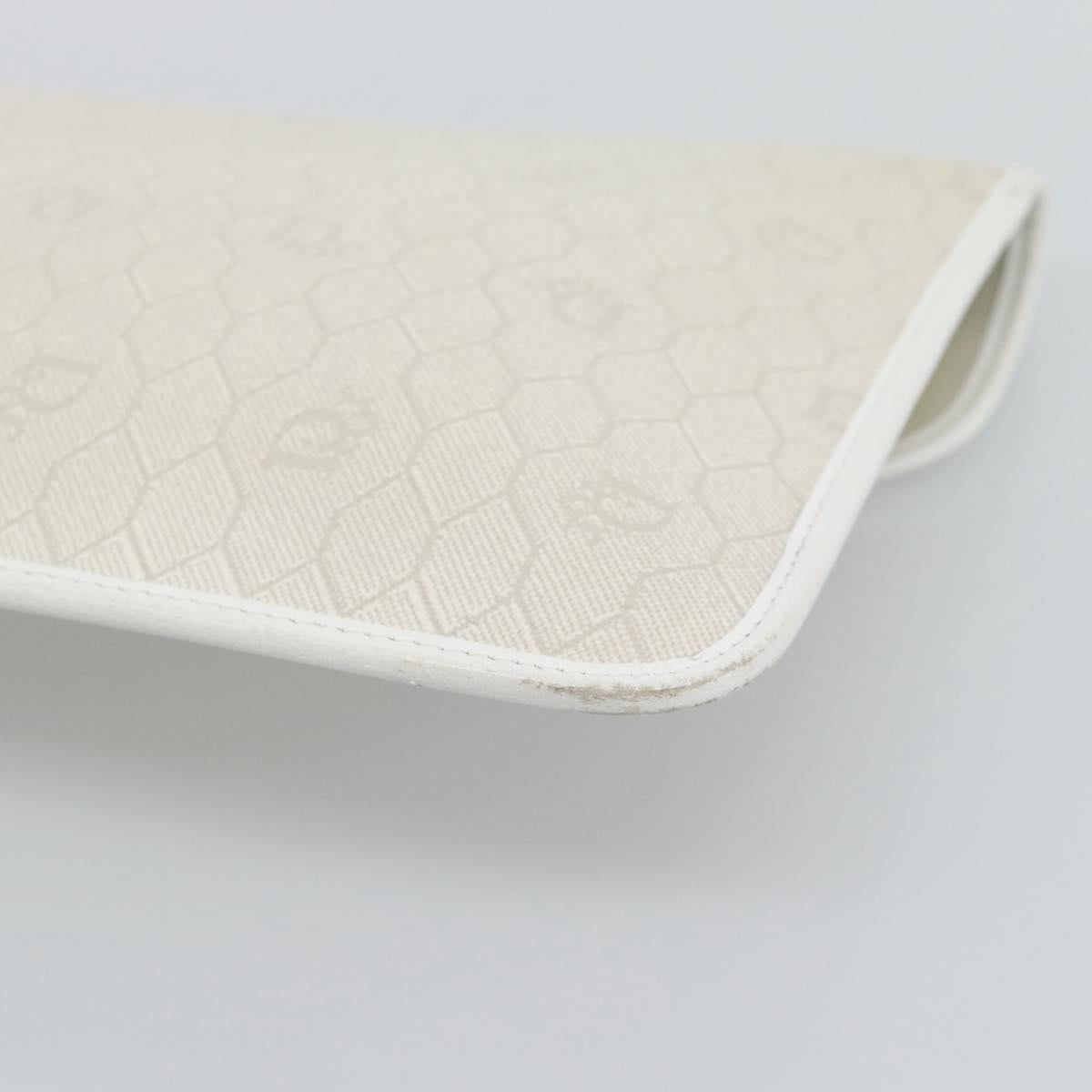 Christian Dior Trotter Clutch Bag PVC Leather White Gold Tone Auth ep15439