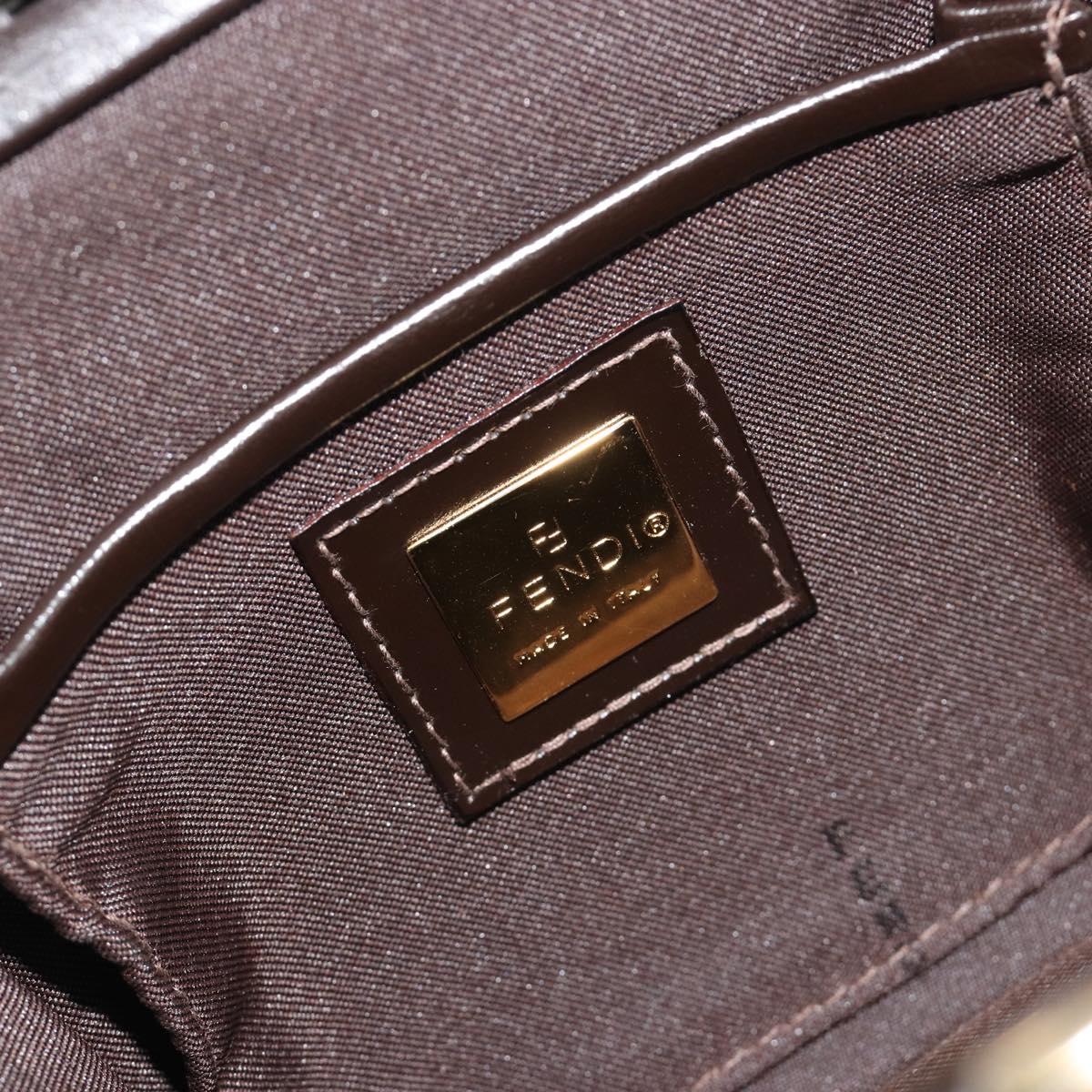 FENDI Hand Bag Leather Brown Gold Tone Auth ep15441A