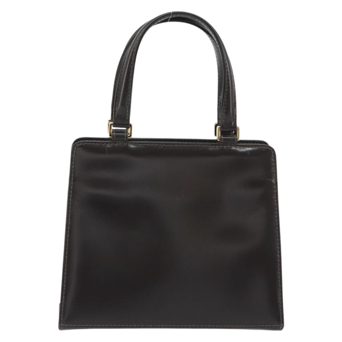 FENDI Hand Bag Leather Brown Gold Tone Auth ep15441A