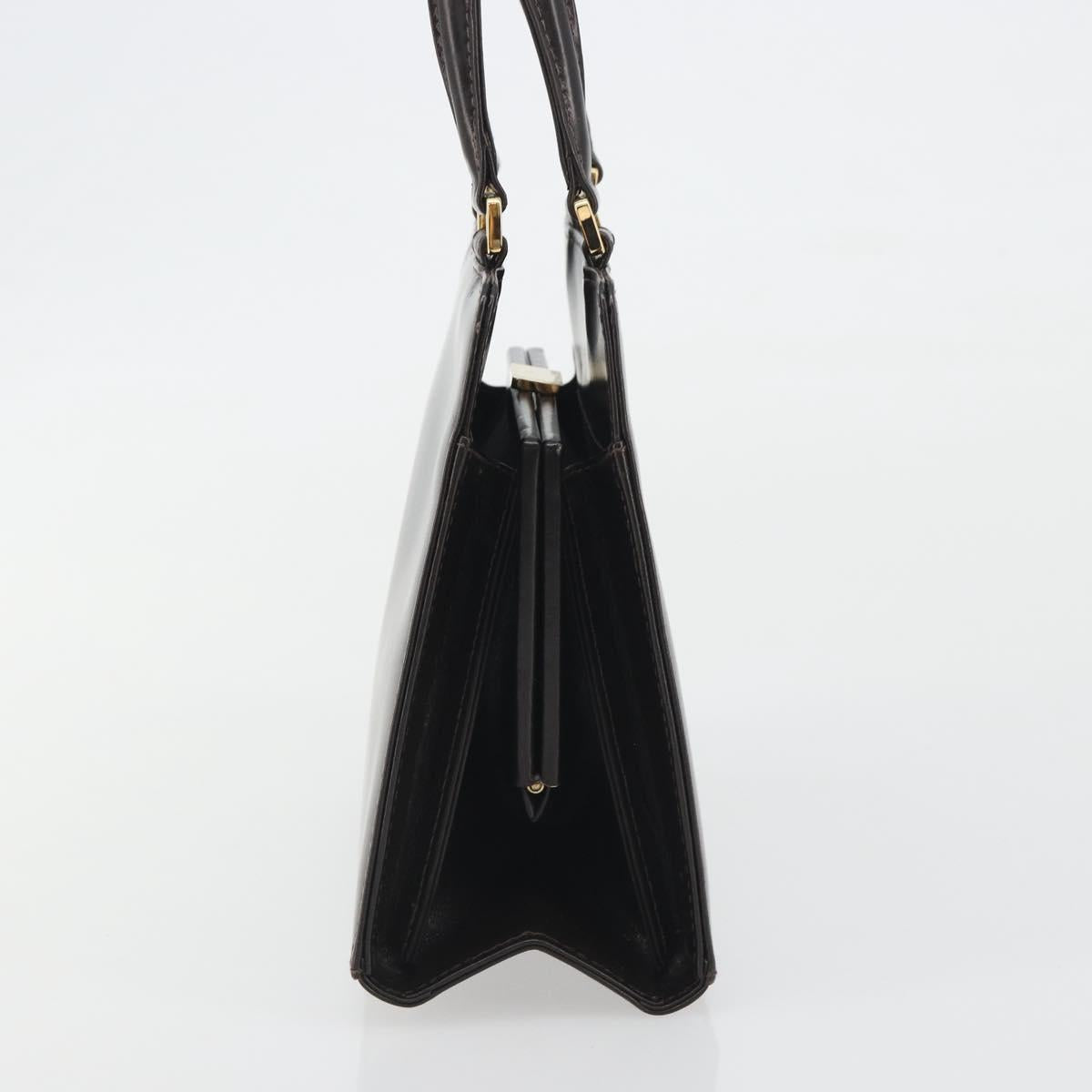 FENDI Hand Bag Leather Brown Gold Tone Auth ep15441A