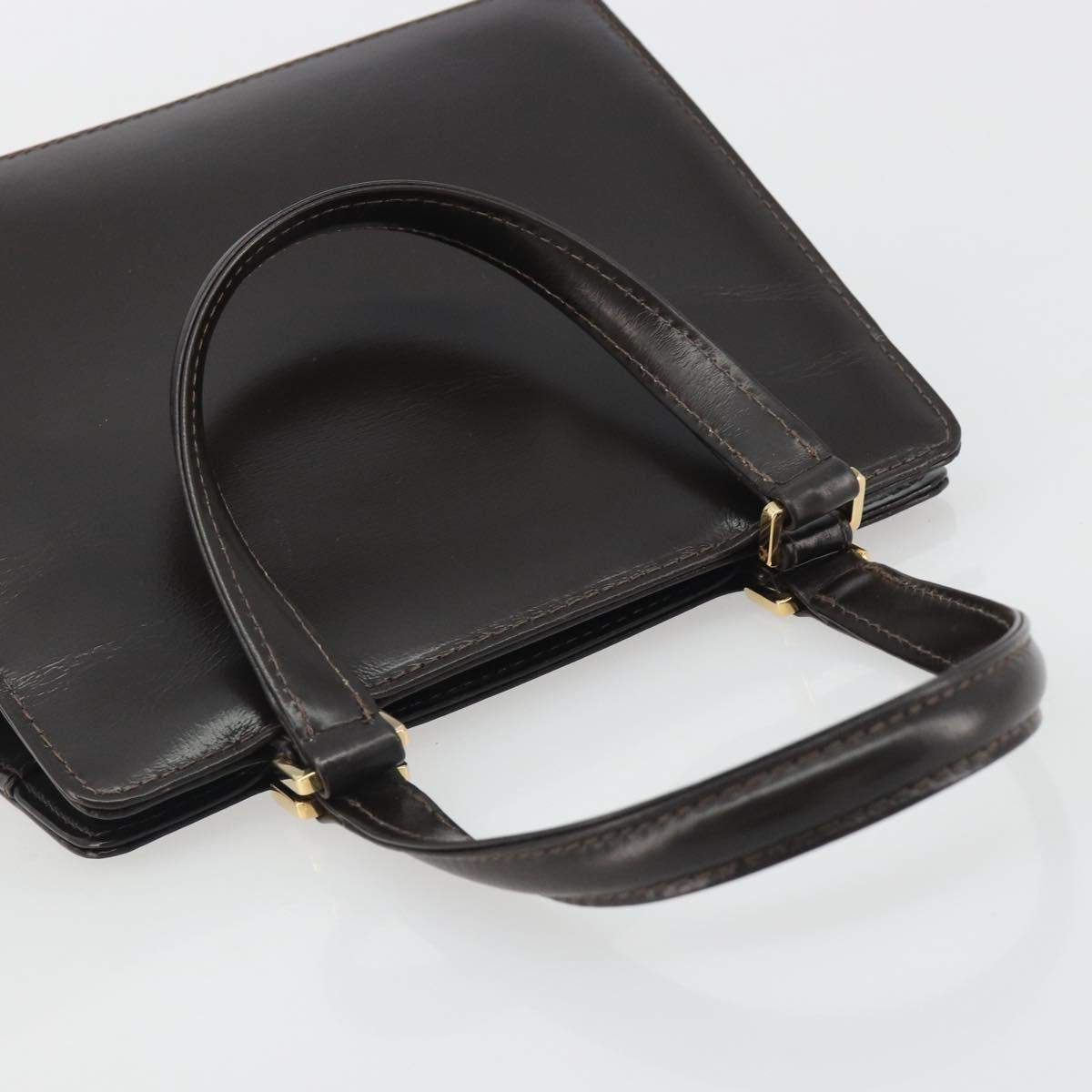FENDI Hand Bag Leather Brown Gold Tone Auth ep15441A