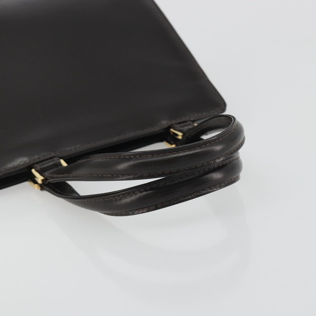 FENDI Hand Bag Leather Brown Gold Tone Auth ep15441A