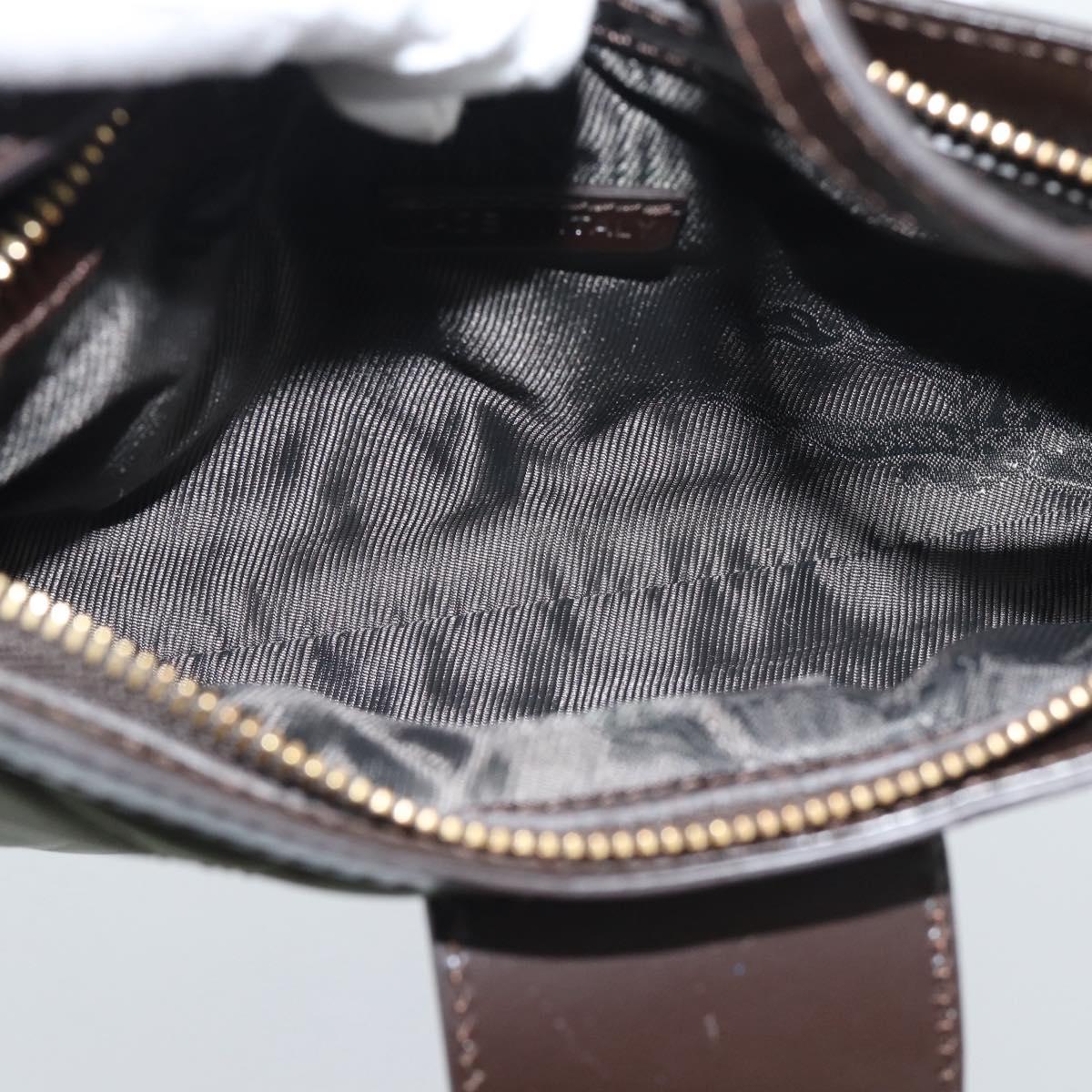 BURBERRY Hand Bag Nylon Khaki Gold Tone Auth ep15442