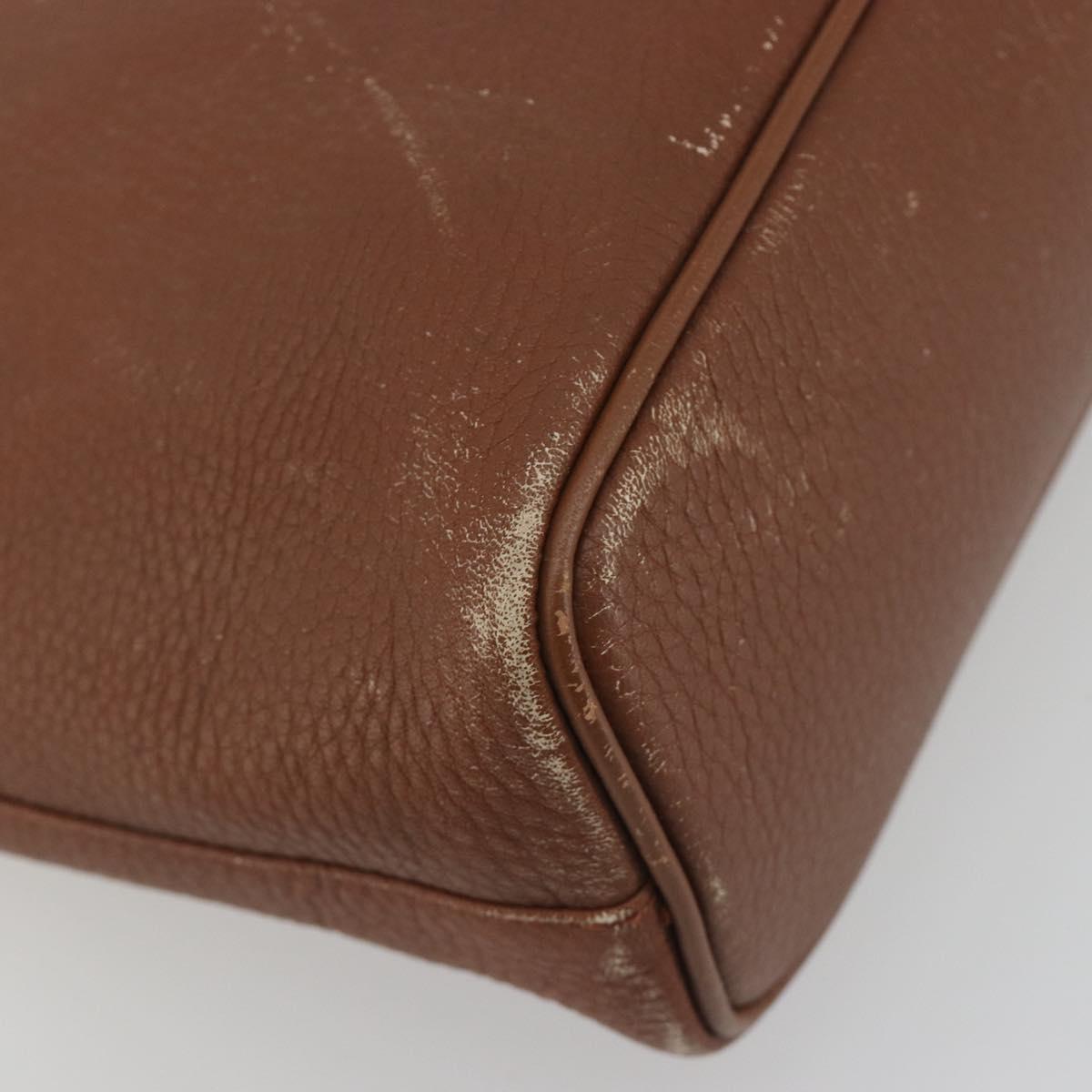 Burberrys Hand Bag Leather Brown Gold Tone Auth ep15444
