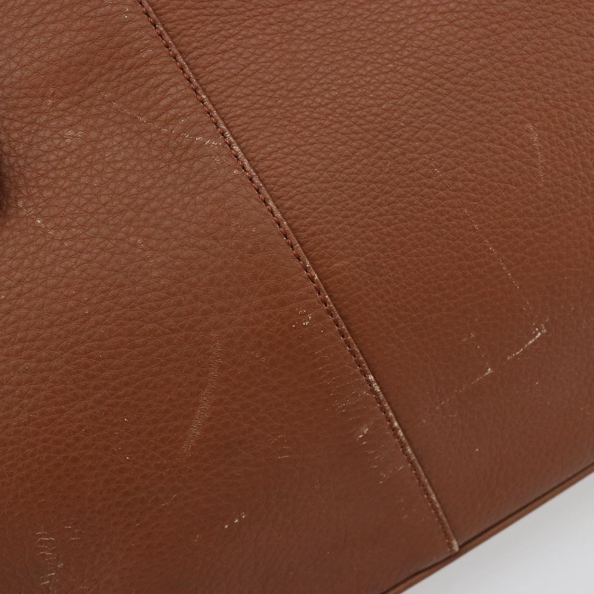 Burberrys Hand Bag Leather Brown Gold Tone Auth ep15444