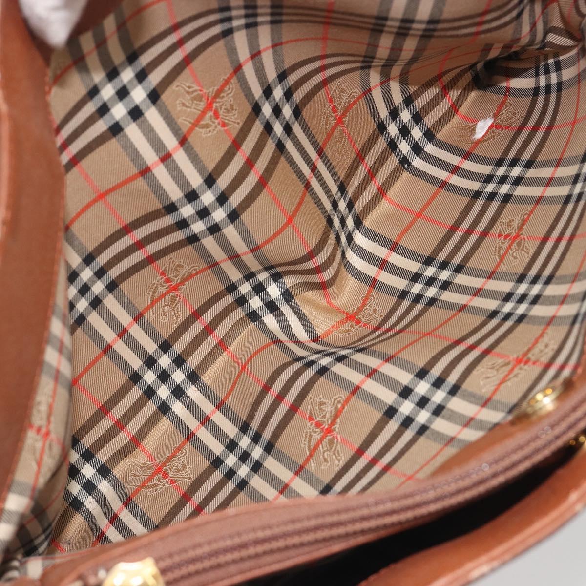 Burberrys Hand Bag Leather Brown Gold Tone Auth ep15444