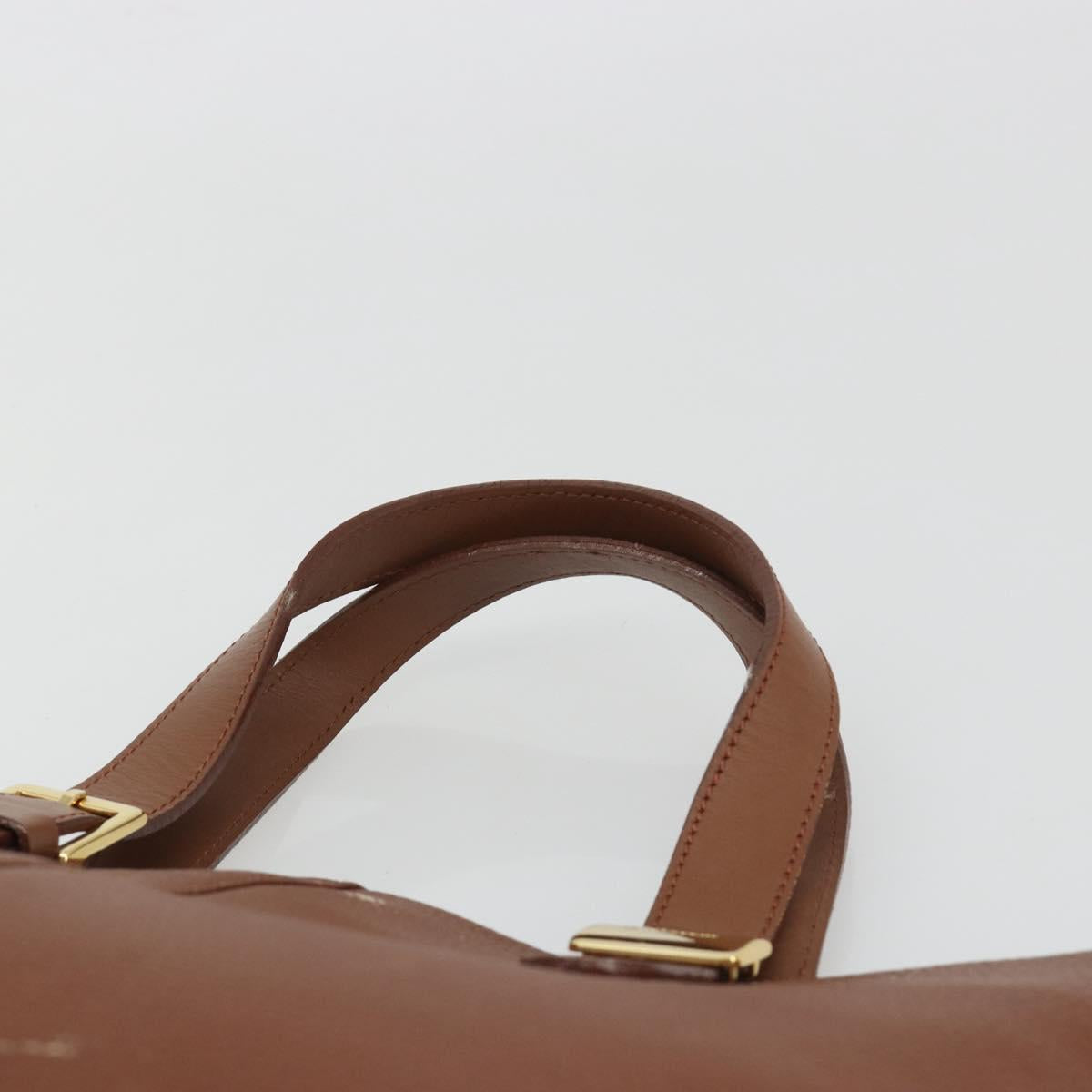 Burberrys Hand Bag Leather Brown Gold Tone Auth ep15444